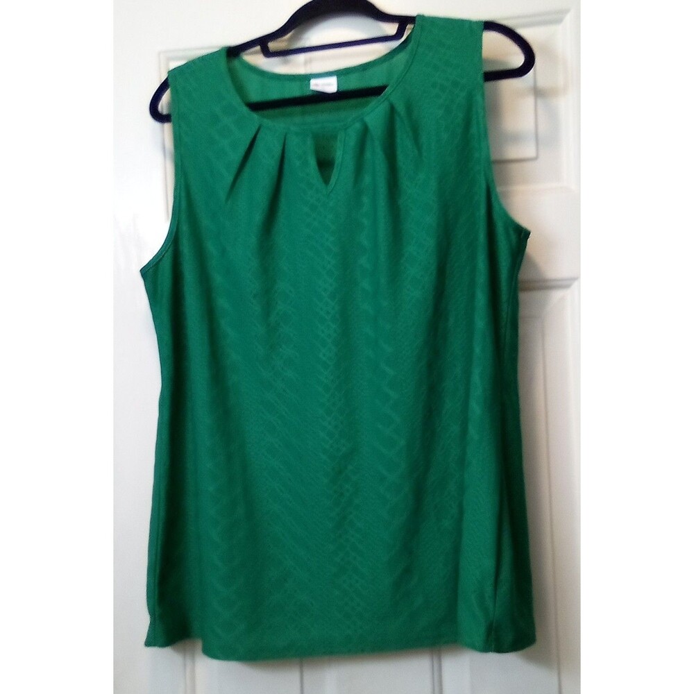 Winoll Women's Green Solid Sleeveless Tank Top Round Neck XL Regular